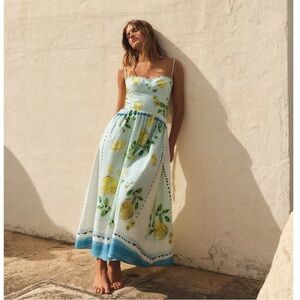 Zara Lemon Print Poplin Dress